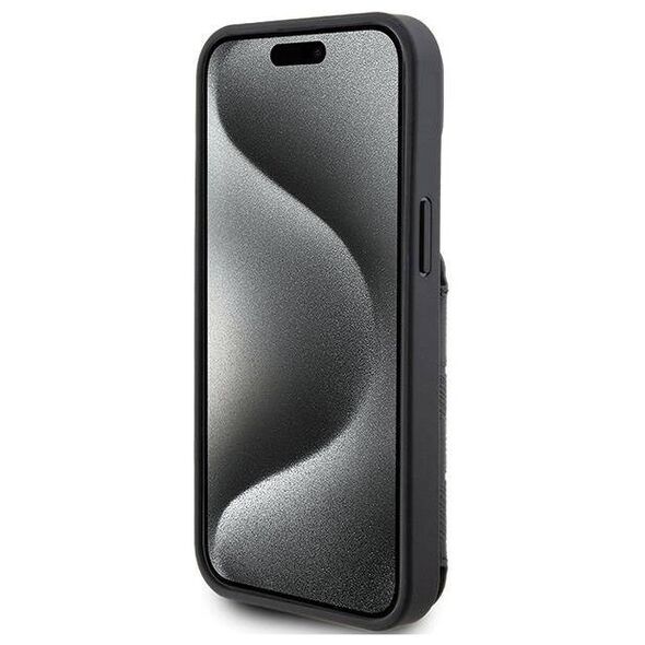 Original Case APPLE IPHONE 15 Karl Lagerfeld Hardcase Saffiano Cardslots and Stand Monogram Ikonik Patch (KLHCP15SSAKKNSCK) black 3666339169473