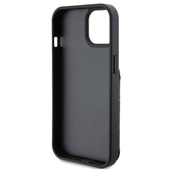Original Case APPLE IPHONE 15 Karl Lagerfeld Hardcase Saffiano Cardslots and Stand Monogram Ikonik Patch (KLHCP15SSAKKNSCK) black 3666339169473