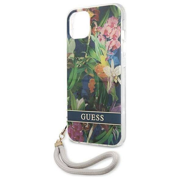 Case IPHONE 13 Guess Hardcase Flower Strap (GUHCP13MHFLSB) blue 3666339040444