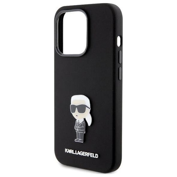 Original Case APPLE IPHONE 15 PRO Karl Lagerfeld Silicone Ikonik Metal Pin (KLHCP15LSMHKNPK) black 3666339166014