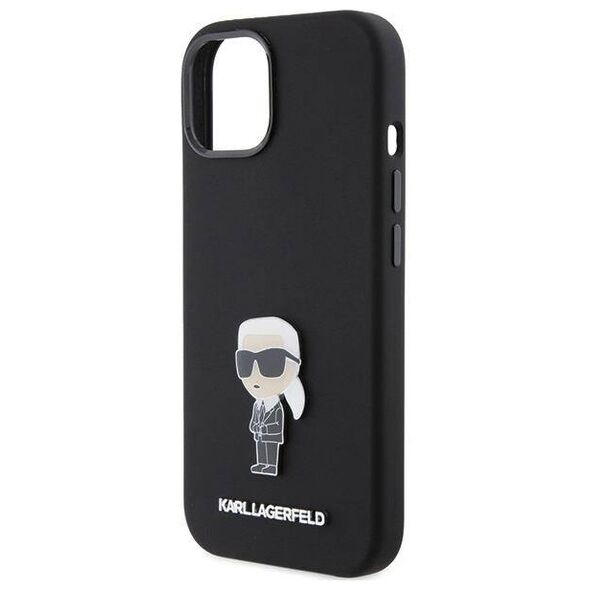 Original Case APPLE IPHONE 15 Karl Lagerfeld Silicone Ikonik Metal Pin (KLHCP15SSMHKNPK) black 3666339165994