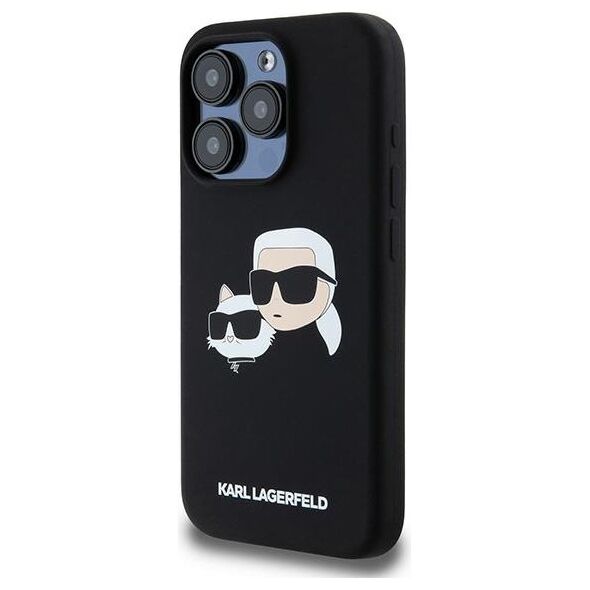 Karl Lagerfeld case for iPhone 15 Pro 6,1&quot; KLHMP15LSKCHPPLK black HC Magsafe silicone sil double heads print 3666339256722