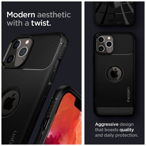 Case IPHONE 12 / 12 PRO Spigen Rugged Armor Matte black 8809710756489