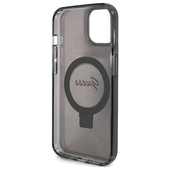 Original Case APPLE IPHONE 15 Guess Hardcase Ring Stand Script Glitter MagSafe (GUHMP15SHRSGSK) black 3666339156329