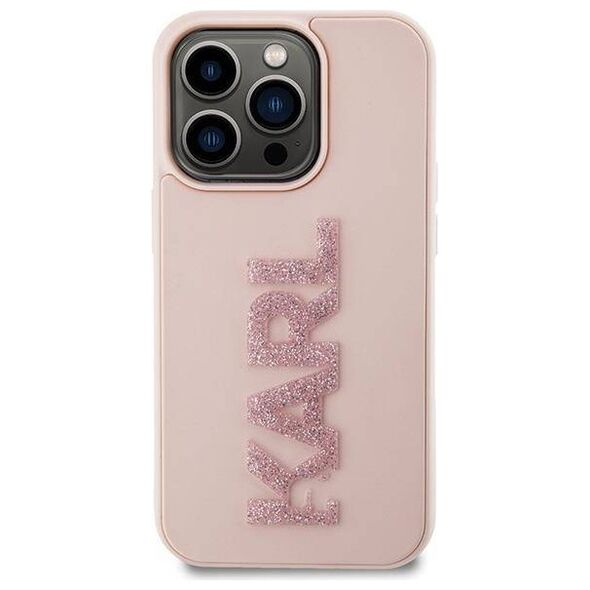 Original Case APPLE IPHONE 15 PRO Karl Lagerfeld Hardcase 3D Rubber Glitter Logo (KLHCP15L3DMBKCP) pink 3666339166496