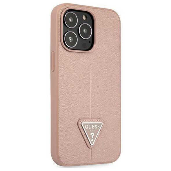 Original Case IPHONE 13 PRO Guess Hardcase Saffianotriangle Logo (GUHCP13LPSATLP) pink 3666339040413