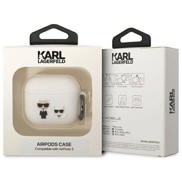 Original Case APPLE AIRPODS 3 Karl Lagerfeld Silicone Karl & Choupette (KLACA3SILKCW) white 3666339088217
