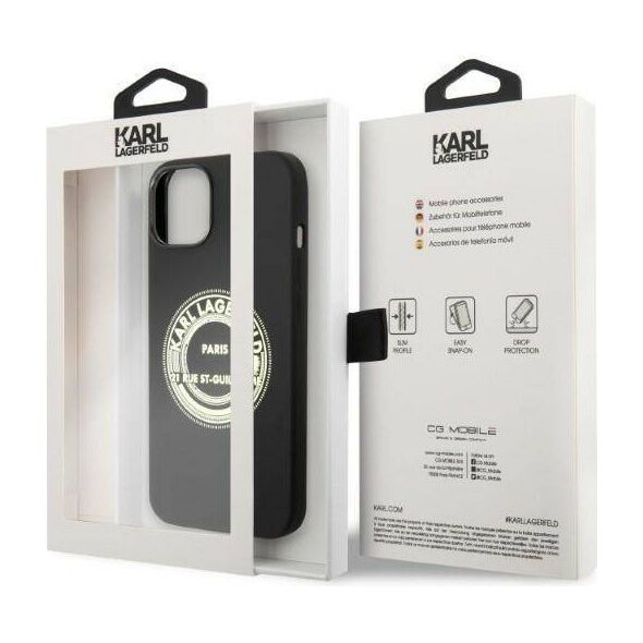 Original Case IPHONE 14 PLUS Karl Lagerfeld Hardcase Silicone RSG (KLHCP14MSRSGRCK) black 3666339085810