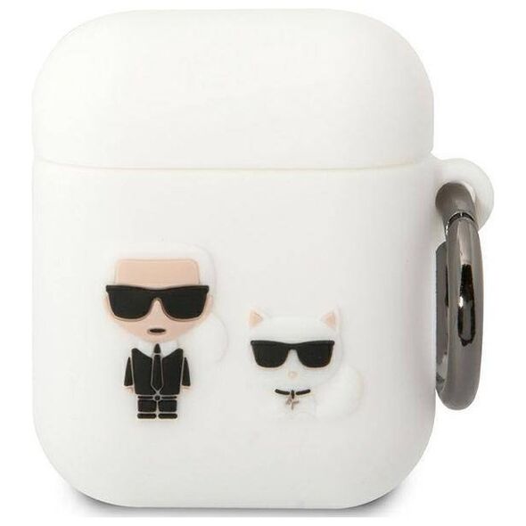 Original Case APPLE AIRPODS Karl Lagerfeld Silicone Karl & Choupette (KLACA2SILKCW) white 3666339088194