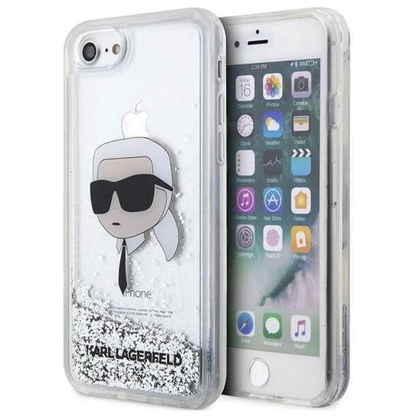 Original Case IPHONE SE 2022 / SE 2020 / 7 / 8 Karl Lagerfeld Hardcase Glitter Karl`s Head (KLHCI8LNKHCH) silver 3666339118860