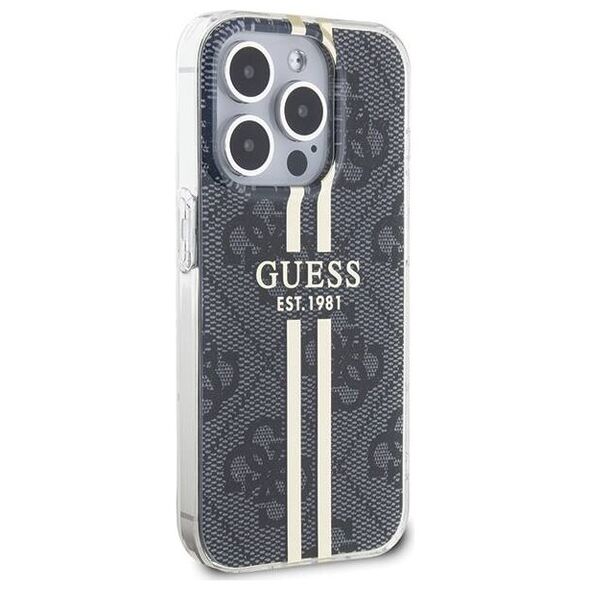 Original Case APPLE IPHONE 15 PRO Guess Hardcase IML 4G Gold Stripe (GUHCP15LH4PSEGK) black 3666339222703