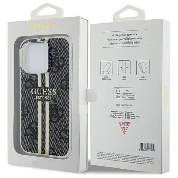Original Case APPLE IPHONE 15 PRO Guess Hardcase IML 4G Gold Stripe (GUHCP15LH4PSEGK) black 3666339222703