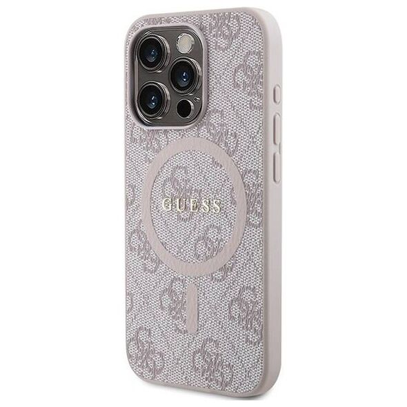 Original Case IPHONE 14 PRO Guess Hardcase 4G Collection Leather Metal Logo MagSafe (GUHMP14LG4GFRP) pink 3666339226725