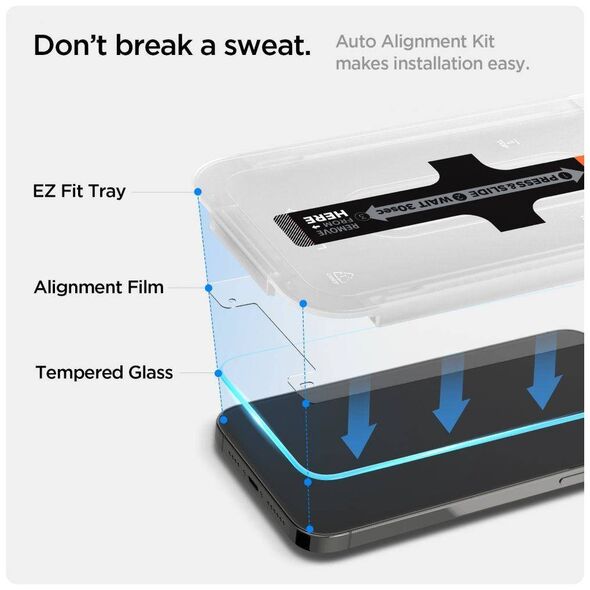 Tempered Glass IPHONE 13 / 13 PRO Spigen Glas.tr "EZ Fit" 2-Pack 8809811851229