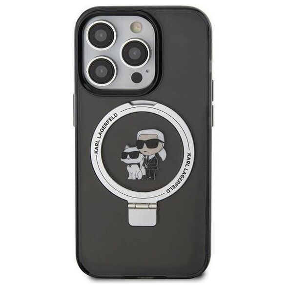 Original Case APPLE IPHONE 15 PRO Karl Lagerfeld Hardcase Ring Stand Karl&Choupettte MagSafe (Klhmp15lhmrskck) black 3666339169138
