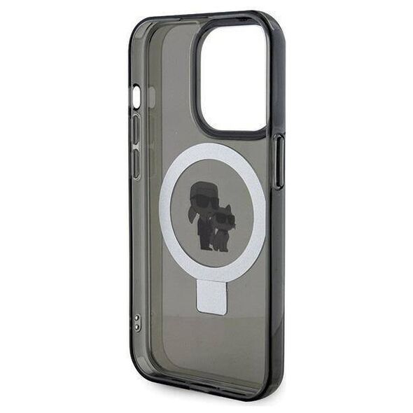 Original Case APPLE IPHONE 15 PRO Karl Lagerfeld Hardcase Ring Stand Karl&Choupettte MagSafe (Klhmp15lhmrskck) black 3666339169138