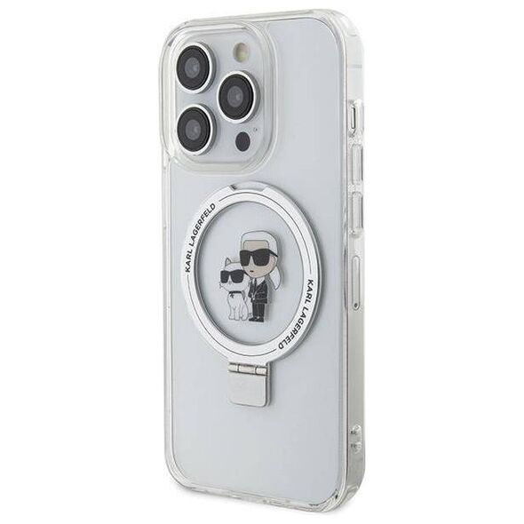 Original Case IPHONE 14 PRO Karl Lagerfeld Hardcase Ring Stand Karl&Choupettte MagSafe (KLHMP14LHMRSKCH) white 3666339168858