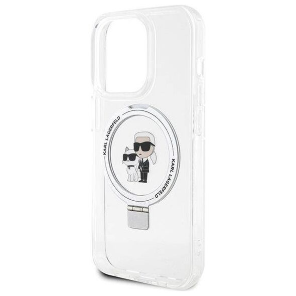 Original Case IPHONE 14 PRO Karl Lagerfeld Hardcase Ring Stand Karl&Choupettte MagSafe (KLHMP14LHMRSKCH) white 3666339168858