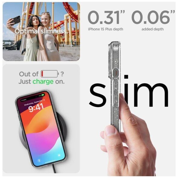 Case APPLE IPHONE 15 PLUS Spigen Liquid Crystal Glitter transparent 8809896749879