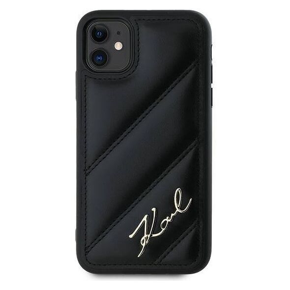 Original Case IPHONE 11 / XR Karl Lagerfeld Diagonal Quilted Script (KLHCP13LPQDSMGK) black 3666339252120