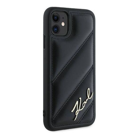 Original Case IPHONE 11 / XR Karl Lagerfeld Diagonal Quilted Script (KLHCP13LPQDSMGK) black 3666339252120