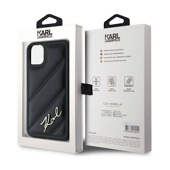 Original Case IPHONE 11 / XR Karl Lagerfeld Diagonal Quilted Script (KLHCP13LPQDSMGK) black 3666339252120
