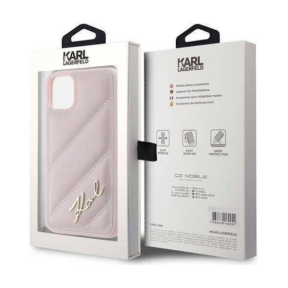 Original Case IPHONE 11 / XR Karl Lagerfeld Diagonal Quilted Script (KLHCP13MPQDSMGK) pink 3666339252403