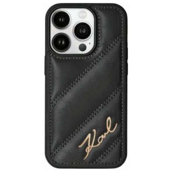 Original Case IPHONE 14 PRO MAX Karl Lagerfeld Diagonal Quilted Script (KLHCP15LPQDSMGK) black 3666339252212