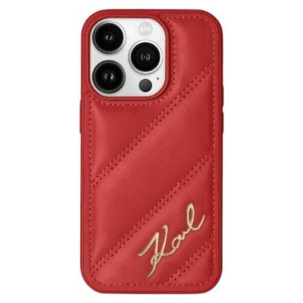 Original Case APPLE IPHONE 15 PRO MAX Karl Lagerfeld Diagonal Quilted Script red 3666339252397