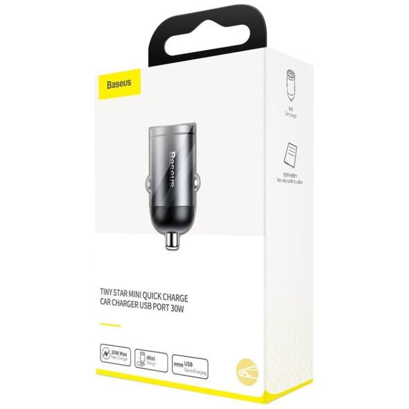 Baseus Tiny Star Mini Quick Charge Car Charger USB Port 30W Grey 6953156297883