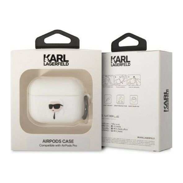 Case APPLE AIRPODS PRO Karl Lagerfeld Silicone Karl Head 3D (KLAPRUNIKH) white 3666339087845