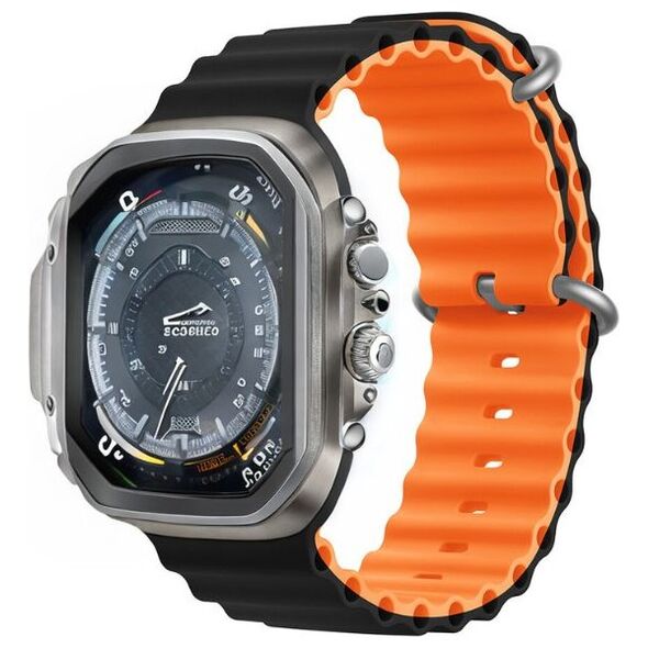 Devia strap Deluxe Sport6 for Apple Watch 42mm/ 44mm/ 45mm/ 49mm black orange 6938595381645