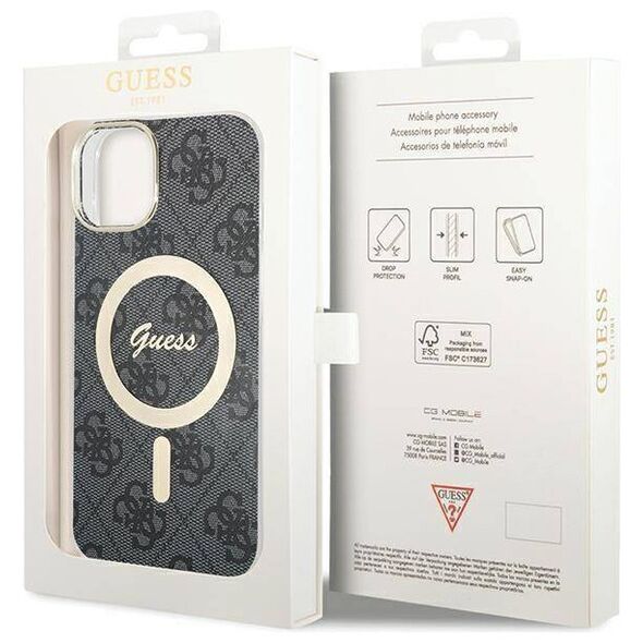 Original Case APPLE IPHONE 15 Guess Hardcase IML 4G MagSafe black 3666339194543