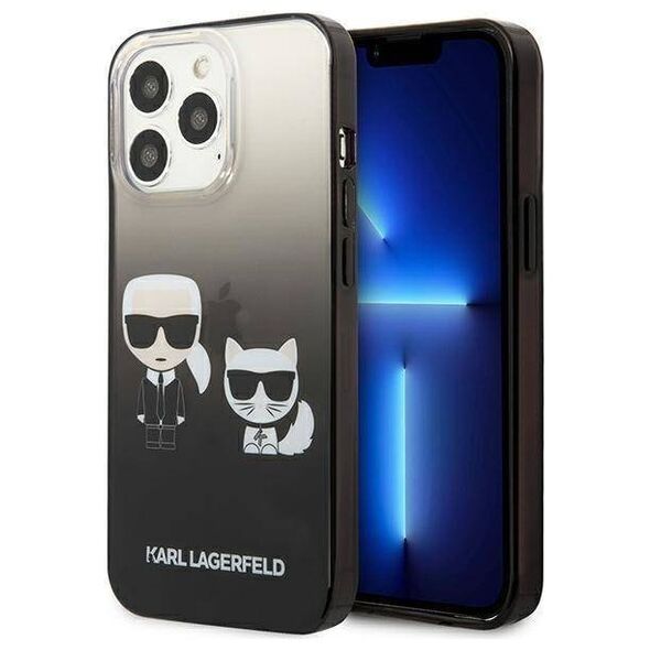 Original Case IPHONE 13 PRO Karl Lagerfeld Hardcase Gradient Ikonik Karl & Choupette (KLHCP13LTGKCK) black 3666339049263