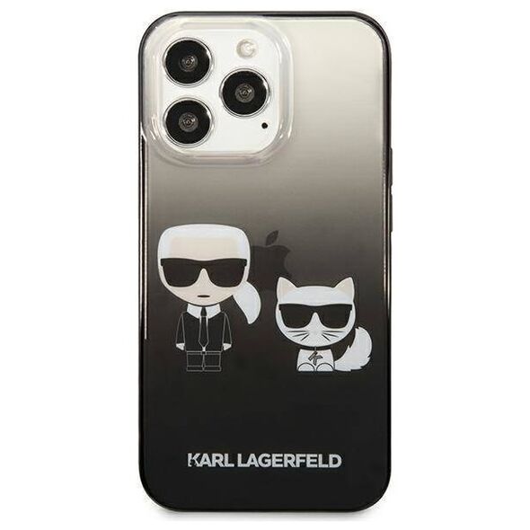 Original Case IPHONE 13 PRO Karl Lagerfeld Hardcase Gradient Ikonik Karl & Choupette (KLHCP13LTGKCK) black 3666339049263