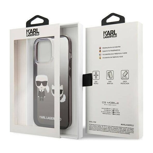 Original Case IPHONE 13 PRO Karl Lagerfeld Hardcase Gradient Ikonik Karl & Choupette (KLHCP13LTGKCK) black 3666339049263