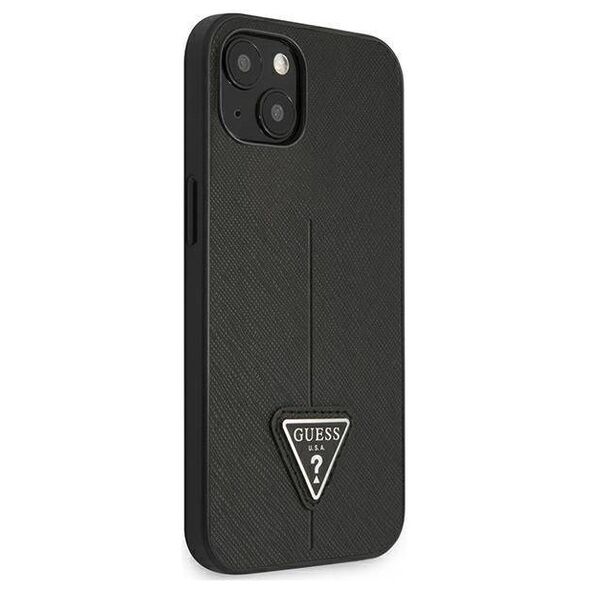 Original Case IPHONE 14 PLUS Guess Hardcase Saffianotriangle Logo (GUHCP14MPSATLK) black 3666339065379