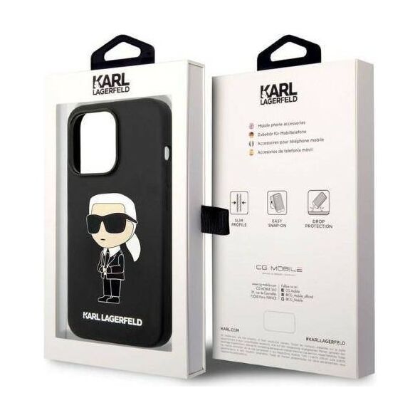 Original Case IPHONE 14 PRO Karl Lagerfeld Hardcase Silicone Ikonik (KLHCP14LSNIKBCK) black 3666339086589