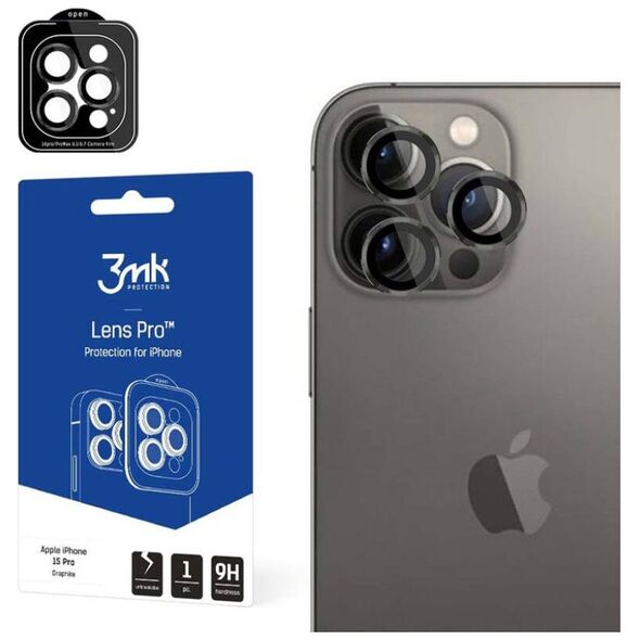 Tempered Glass for Camera APPLE IPHONE 15 PRO 3MK Lens Protection Pro gray 5903108530019