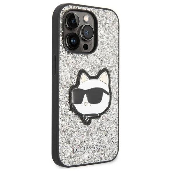 Original Case IPHONE 14 PRO Karl Lagerfeld Hardcase Glitter Choupette Patch (KLHCP14LG2CPS) silver 3666339099459