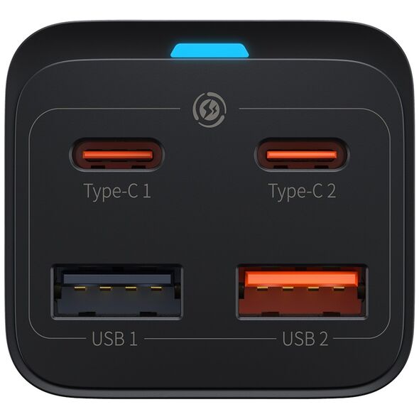 Baseus wall charger GaN3 Pro PD 65W 2x USB-C 2x USB black + USB-C - USB-C cable 6932172600334
