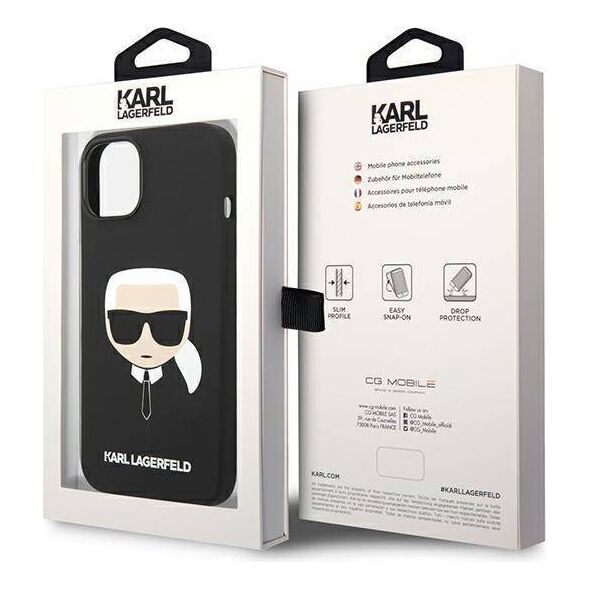 Original Case IPHONE 14 PLUS Karl Lagerfeld Harcase Silicone Karl's Head Magsafe (KLHMP14MSLKHBK) black 3666339078003