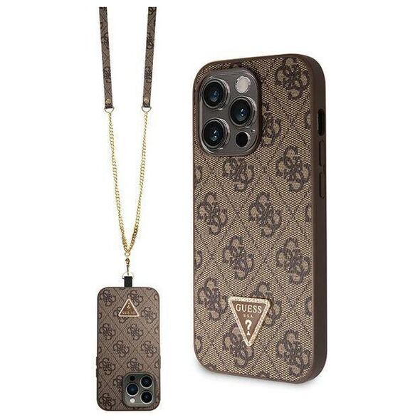 Original Case IPHONE 14 PRO Guess Hardcase Crossbody 4G Metal Logo (GUHCP14LP4TDSCPW) brown 3666339146924