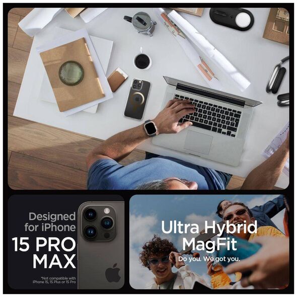 Case APPLE IPHONE 15 PRO MAX Spigen Ultra Hybrid Mag MagSafe Gold transparent 8809896749282