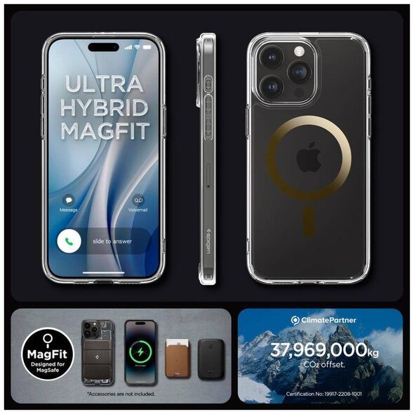 Case APPLE IPHONE 15 PRO MAX Spigen Ultra Hybrid Mag MagSafe Gold transparent 8809896749282