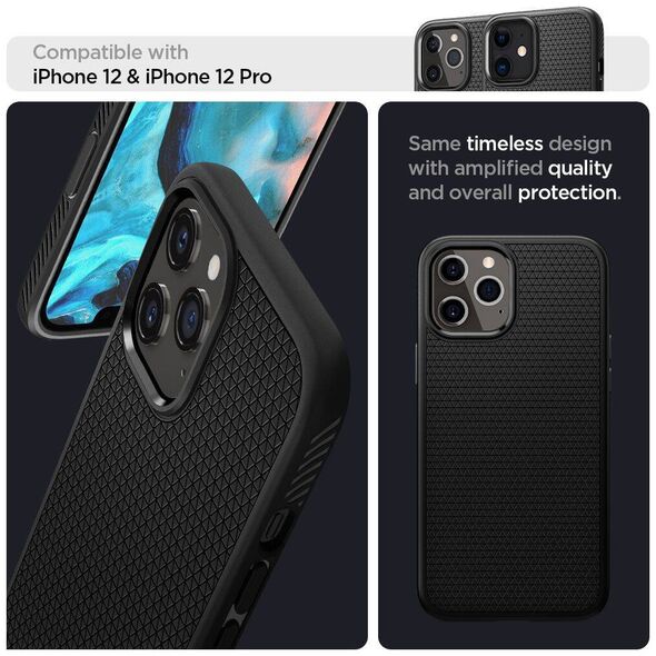 Case IPHONE 12 / 12 PRO Spigen Liquid Air Matte black 8809710756496