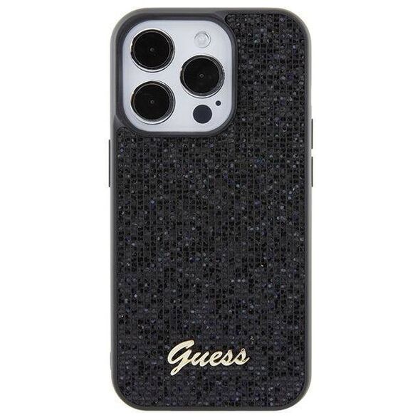 Original Case APPLE IPHONE 15 PRO Guess Hardcase Disco Metal Script (GUHCP15LPMSDGSK) black 3666339173456