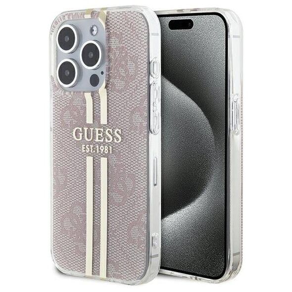Original Case APPLE IPHONE 15 PRO Guess Hardcase IML 4G Gold Stripe (GUHCP15LH4PSEGP) pink 3666339223120