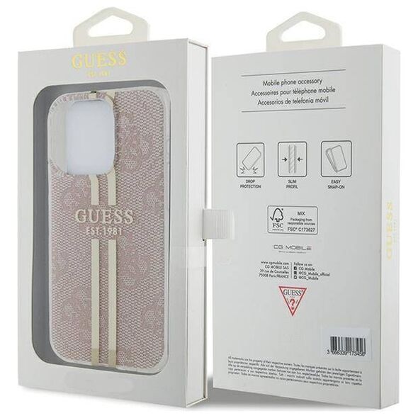 Original Case APPLE IPHONE 15 PRO Guess Hardcase IML 4G Gold Stripe (GUHCP15LH4PSEGP) pink 3666339223120