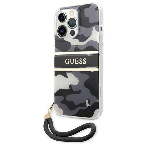 Original Case IPHONE 13 PRO Guess Hardcase Camo Strap Collection (GUHCP13LKCABBK) black 3666339023133